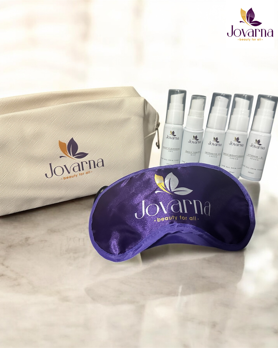 Travel Size Skincare Pack– 5 Mini Skincare Products and Luxurious Pouch