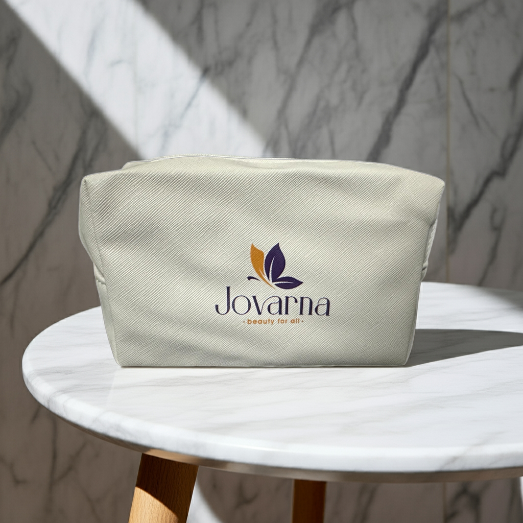 Luxurious Travel Pouch - Creamy Beige colour for all your skincare needs